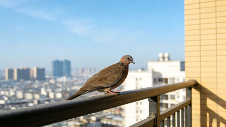 阳台护栏上的鸟
